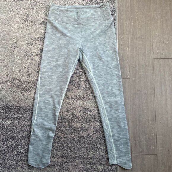 GymShark Women’s Grey Light Stripe Ankle Compression Leggings Sz L - Picture 1 of 7